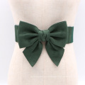 Fashional Coated One Piece Blue Color Elastic Bow Women Fabric Belts